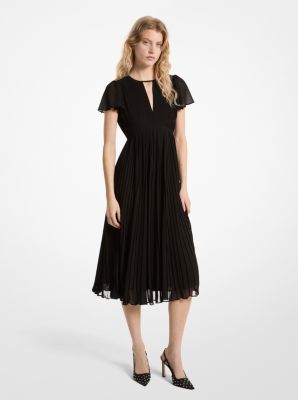 마이클 코어스 원피스 Michael Kors Pleated Georgette Midi Dress,BLACK
