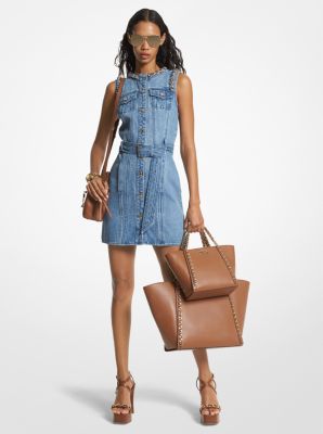 Chain Link Denim Belted Dress Michael Kors