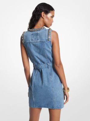 Chain-Link Denim Belted Dress image number 1