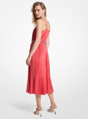 Pleated Satin Belted Slip Dress image number 1