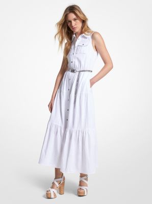 Michael kors shirt dress hot sale white