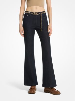 Stretch Denim Belted Flared Jeans image number 0