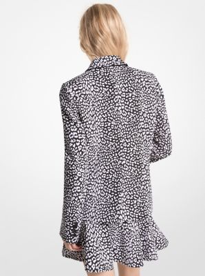 Leopard Print Stretch Crepe Blazer image number 1