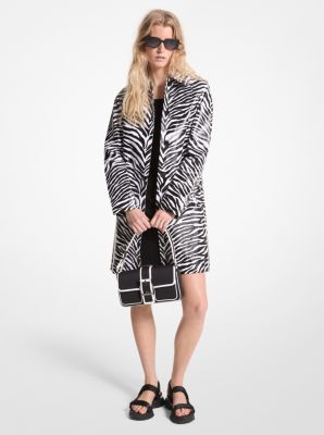 Casaco Balmacaan com estampado de zebra em algodão image number 0