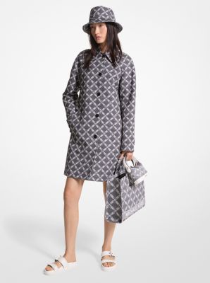 Michaelkors Empire Logo Jacquard Balmacaan Coat,BLACK/WHITE