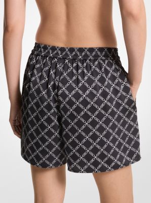 Empire Logo Print Satin Shorts | Michael Kors