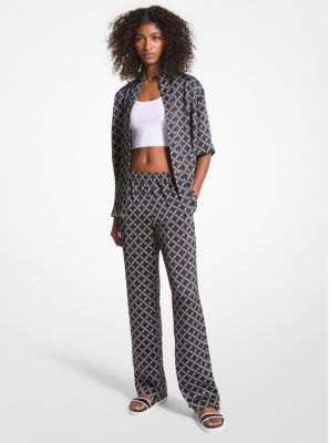 Studded Medallion Crushed Crepe Pajama Pants