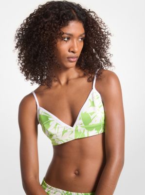 Palm Print Satin Bra Top image number 0