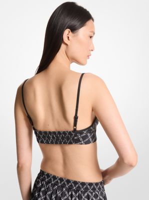 Empire Logo Print Satin Bra Top