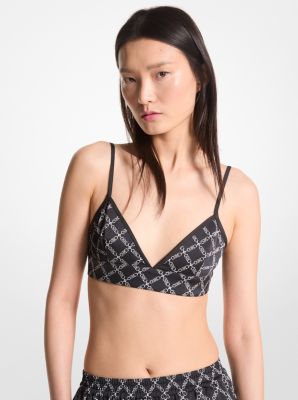 Michael Michael Kors Women's Black Stretch Textured Removable Cups Ring  Bralette Swimsuit Top L : Clothing, Shoes & Jewelry 