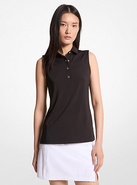 Michaelkors Golf Tech Performance Sleeveless Polo Shirt,BLACK