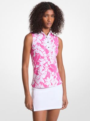 Golf Palm Print Tech Performance Sleeveless Polo Shirt image number 0