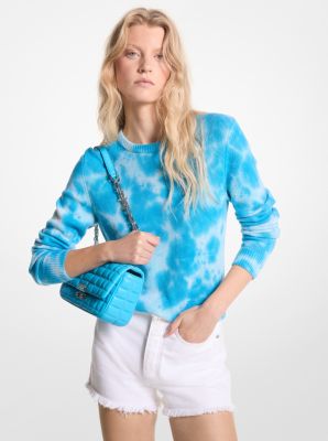 Shop Michael Kors Hand Tie-dyed Cashmere Sweater In Blue