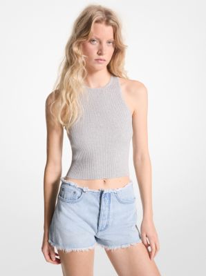 Ribbed Stretch Knit Cropped Tank Top image number 0