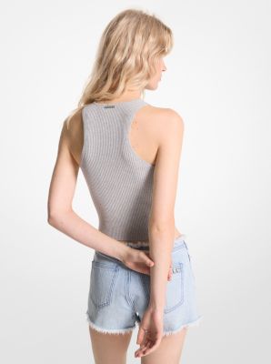 Ribbed Stretch Knit Cropped Tank Top image number 1