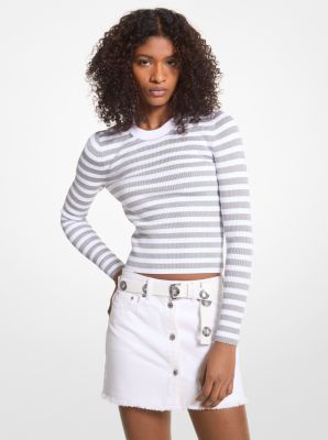 Striped Metallic Knit Sweater image number 0