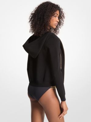 Stretch Viscose Chain Zip-Up Hoodie image number 1