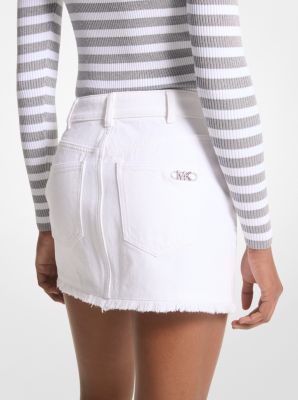 Frayed Denim Mini Skirt image number 1