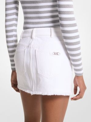 Stretch Crepe Belted Mini Skirt