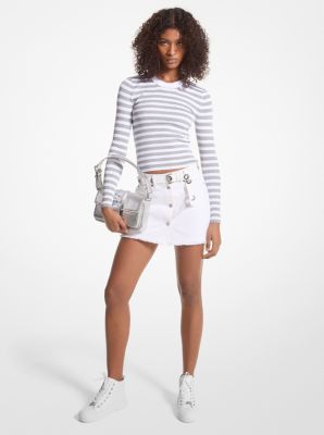 MK Stretch Denim Mini Skirt - Bone - Michael Kors Price in