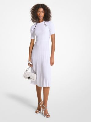 Robe mi-longue en tricot extensible côtelé