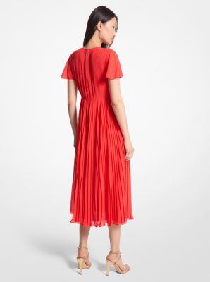 Vestido midi de georgette plisado