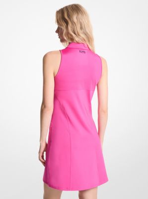 Golf Stretch Knit Zip-Up Polo Dress in CERISE | Michael Kors