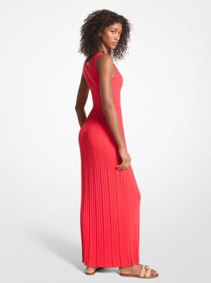 Robe longue en tricot extensible côtelé