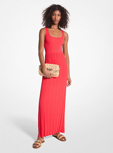 Michaelkors Ribbed Stretch Knit Maxi Dress,CORAL
