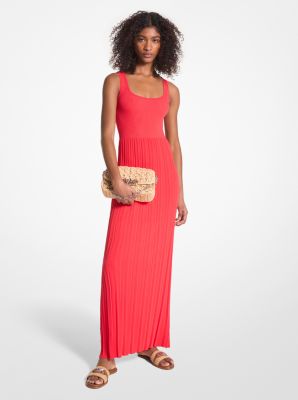 Michaelkors Ribbed Stretch Knit Maxi Dress,CORAL