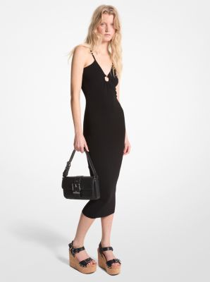 Stretch Knit Cutout Midi Dress image number 1