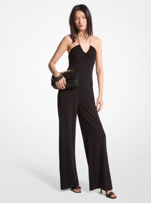 마이클 코어스 Michaelkors Embellished Stretch Matte Jersey Halter Jumpsuit,BLACK