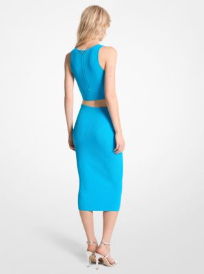 Ribbed Stretch Knit Cutout Midi Dress | Michael Kors