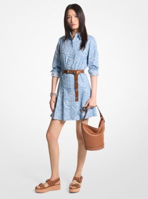 마이클 코어스 Michaelkors Zebra Print Stretch Cotton Poplin Shirtdress,CHAMBRAY