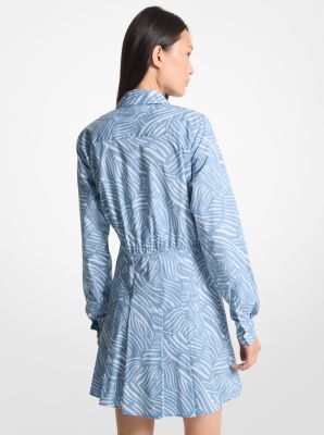 Zebra Print Stretch Cotton Poplin Shirtdress | Michael Kors