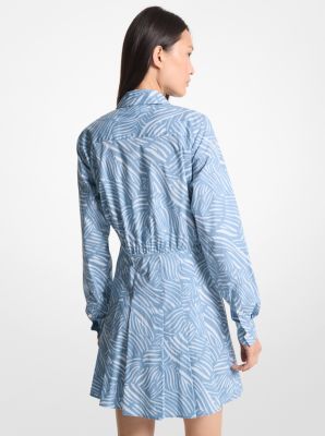 Zebra Print Stretch Cotton Poplin Shirtdress image number 1