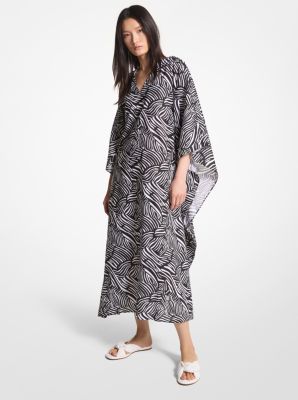 Robe caftan en linon de coton biologique à imprimé zèbre image number 0