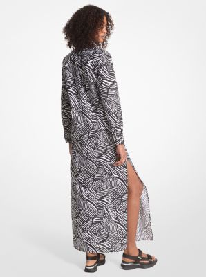 Zebra Print Organic Cotton Lawn Shirtdress | Michael Kors