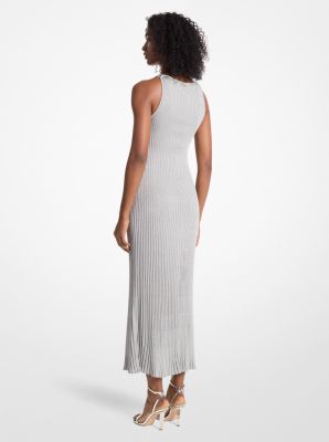 Metallic Knit Ring Halter Dress