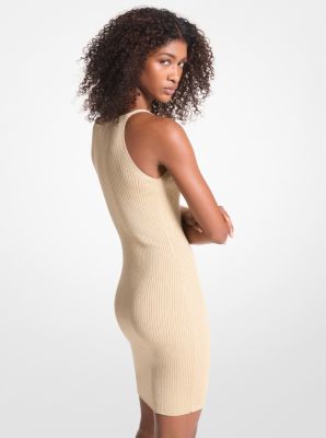 Ribbed Metallic Stretch Knit Tank Dress image number 1