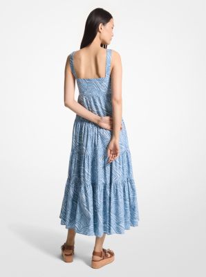 Zebra Print Stretch Organic Cotton Poplin Dress