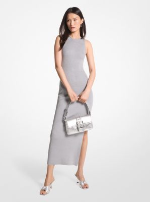 Metallic Stretch Knit Cutout Midi Dress image number 0