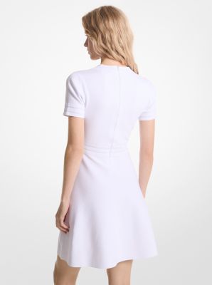 Minivestido acampanado de punto el&aacute;stico in BLANCO | Michael Kors
