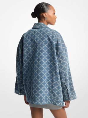 Giacca oversize in denim jacquard con logo Empire Diamond image number 1