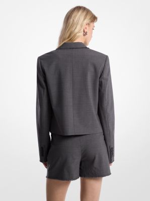 Ausgefranster Cropped-Blazer aus Stretch-Tropenwolle image number 1