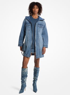 Abrigo oversize de denim con capucha image number 0