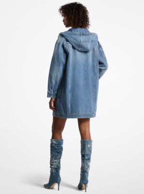 Giaccone oversize con cappuccio in denim image number 1