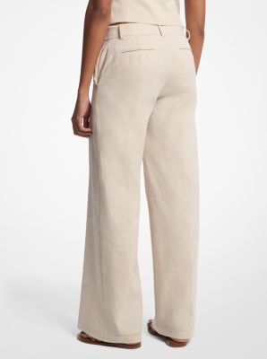 Linen and Cotton Twill Wide Leg Pants image number 1