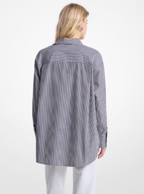 Oversized Striped Cotton Poplin Shirt image number 1