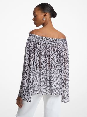 Off-Shoulder-Oberteil aus Georgette mit Blumenmuster image number 1